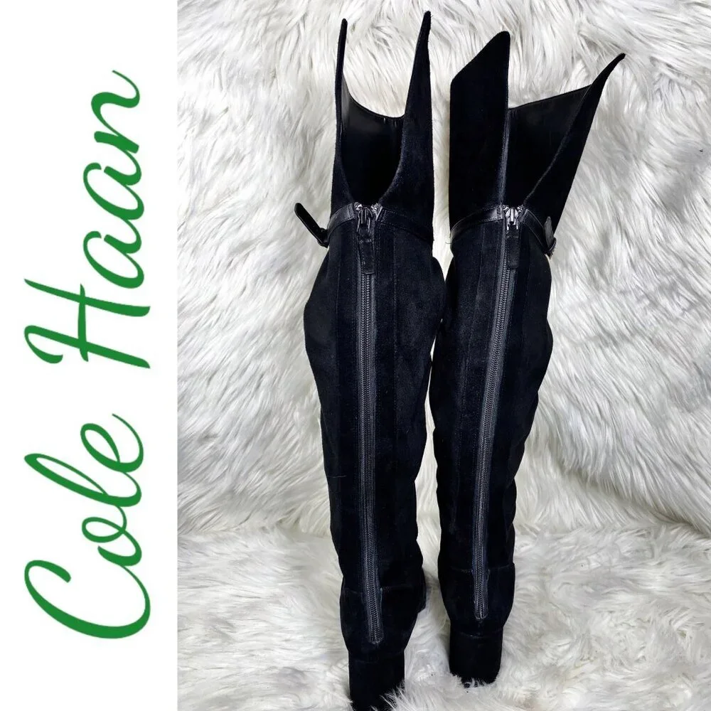 COLE HAAN DARCIA Over-the-Knee Black Suede Boot, Size 7